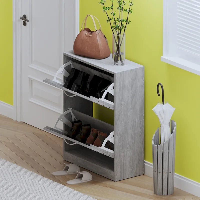 2-Tier Shoe Cabinet, 18mm Particleboard with PVC Edge Banding