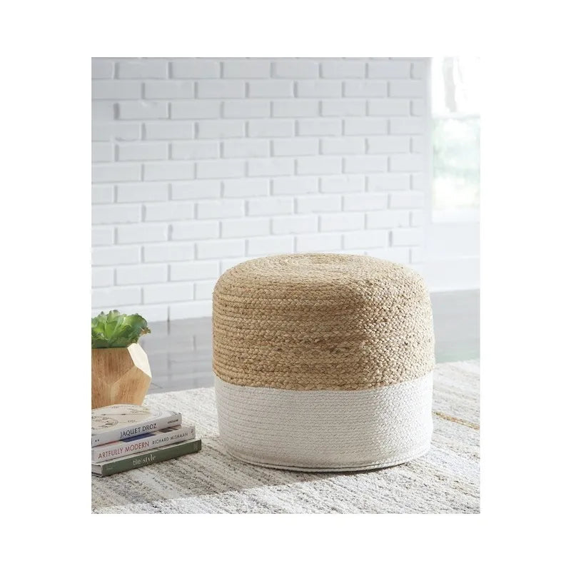 Natural/White Pouf