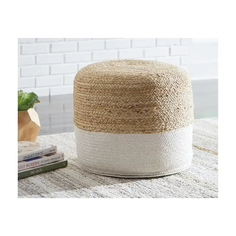 Natural/White Pouf