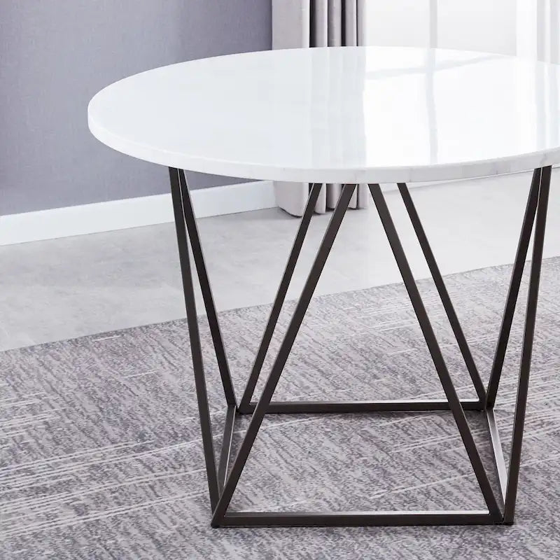 White Marble Top Round Dining Table