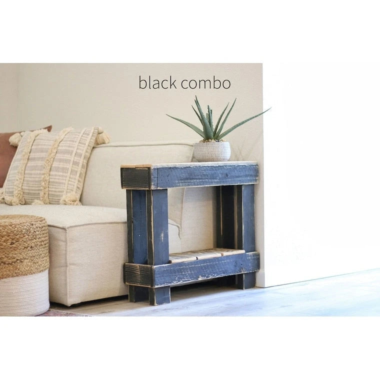 Reclaimed Wood Accent Table, Black Combo – 26"W x 8"D x 23"H
