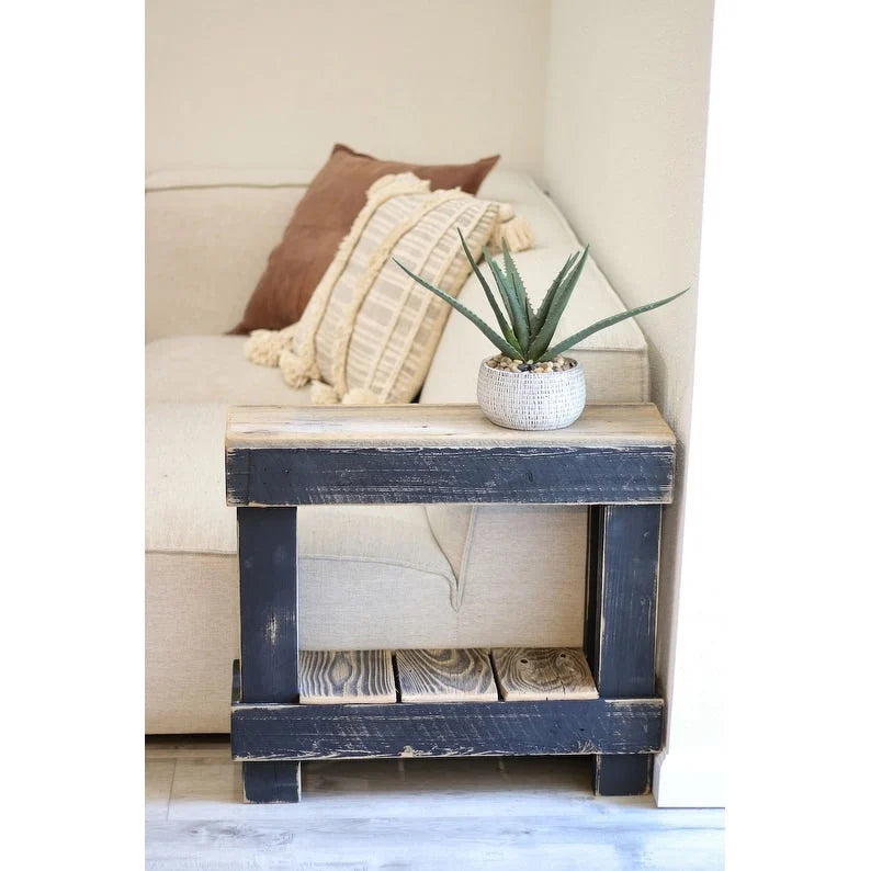 Reclaimed Wood Accent Table, Black Combo – 26"W x 8"D x 23"H