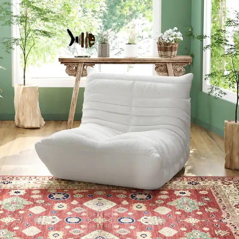 Upholstered Sofa Set with Ottoman, Beige Fabric – Single Sofa / Loveseat / Couch / Ottoman