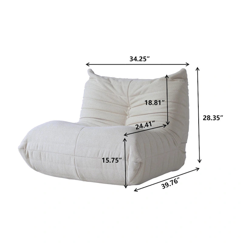 Upholstered Sofa Set with Ottoman, Beige Fabric – Single Sofa / Loveseat / Couch / Ottoman