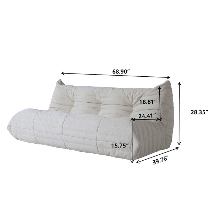 Upholstered Sofa Set with Ottoman, Beige Fabric – Single Sofa / Loveseat / Couch / Ottoman