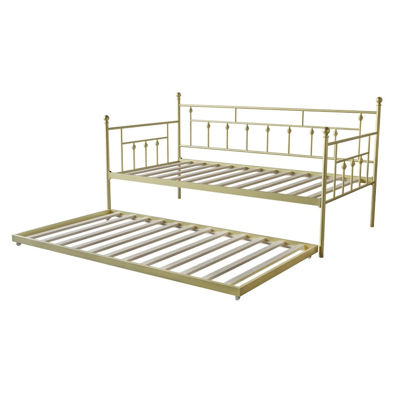 Twin Metal Daybed with Pull-Out Trundle, Multiple Colors