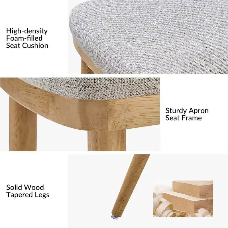 Mid-century Modern Upholstered Dining Chair Set of 2