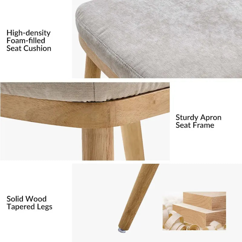 Mid-century Modern Upholstered Dining Chair Set of 2