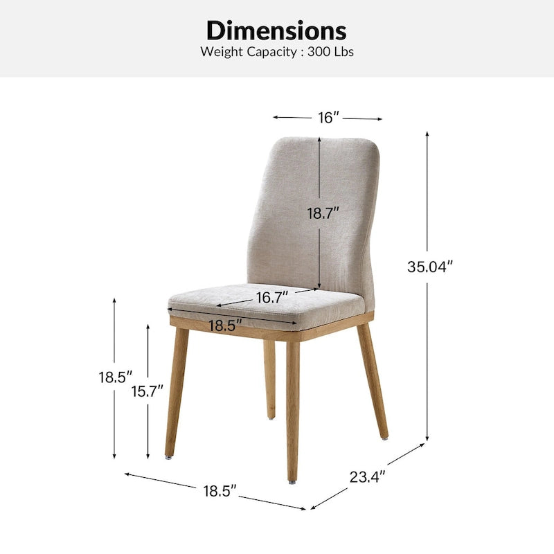Mid-century Modern Upholstered Dining Chair Set of 2