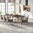 Rectangular Dining Table for 6 to 8, MDF Top with Metal Legs, Brown or Faux Marble