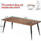 Rectangular Dining Table for 6 to 8, MDF Top with Metal Legs, Brown or Faux Marble