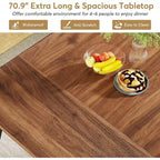 Rectangular Dining Table for 6 to 8, MDF Top with Metal Legs, Brown or Faux Marble