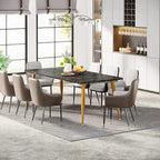 Rectangular Dining Table for 6 to 8, MDF Top with Metal Legs, Brown or Faux Marble