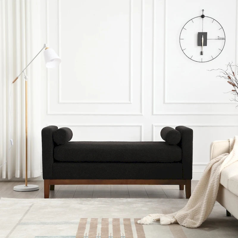 Upholstered Bench with Fluted Wood Legs and Foam Cushion, Multiple Colors