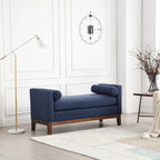 Upholstered Bench with Fluted Wood Legs and Foam Cushion, Multiple Colors