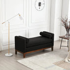 Upholstered Bench with Fluted Wood Legs and Foam Cushion, Multiple Colors