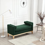 Upholstered Bench with Fluted Wood Legs and Foam Cushion, Multiple Colors