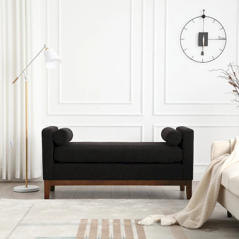 Upholstered Bench with Fluted Wood Legs and Foam Cushion, Multiple Colors