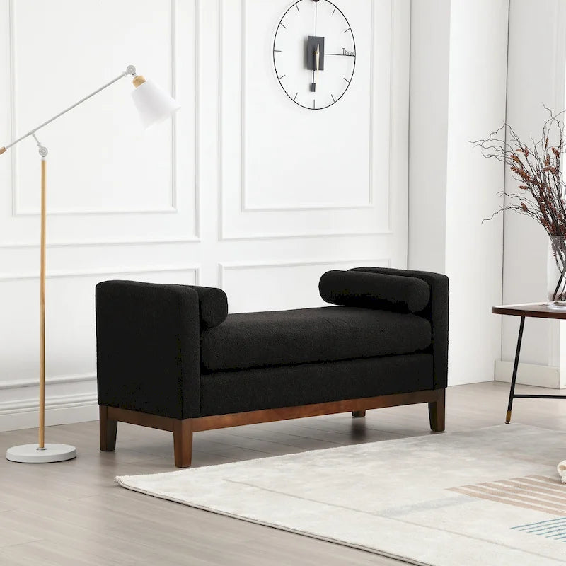 Upholstered Bench with Fluted Wood Legs and Foam Cushion, Multiple Colors