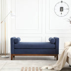 Upholstered Bench with Fluted Wood Legs and Foam Cushion, Multiple Colors