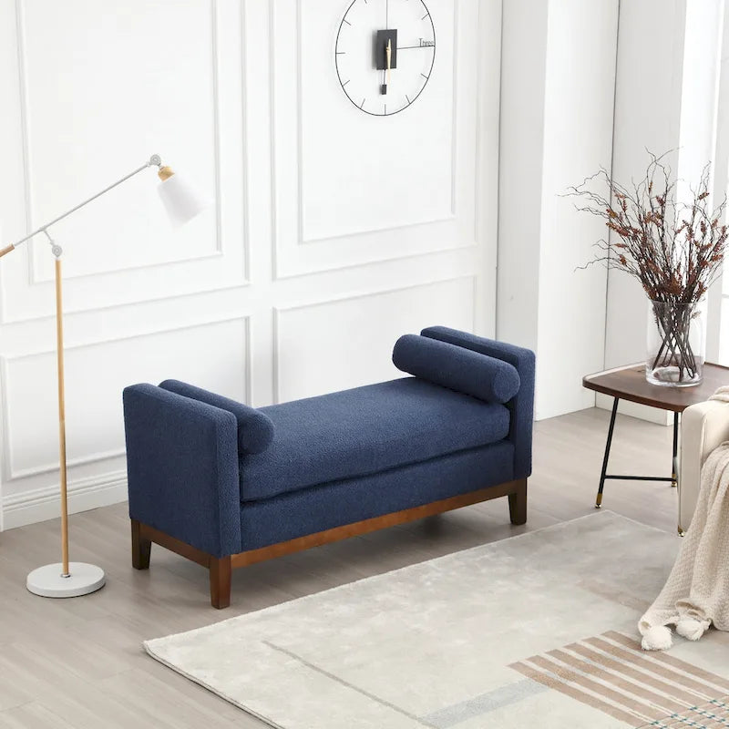 Upholstered Bench with Fluted Wood Legs and Foam Cushion, Multiple Colors