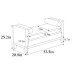 Upholstered Bench with Fluted Wood Legs and Foam Cushion, Multiple Colors
