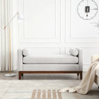 Upholstered Bench with Fluted Wood Legs and Foam Cushion, Multiple Colors