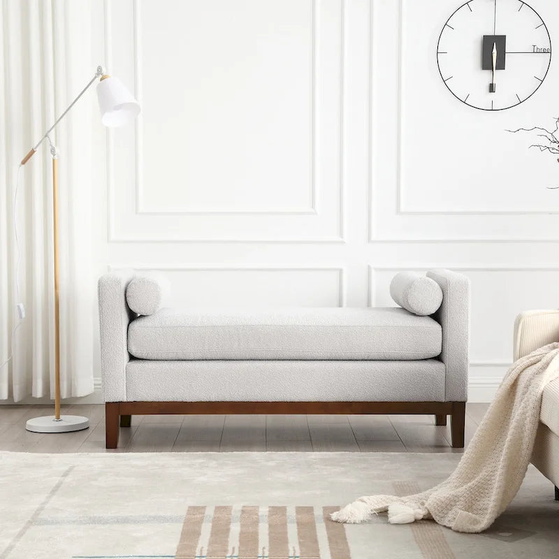 Upholstered Bench with Fluted Wood Legs and Foam Cushion, Multiple Colors