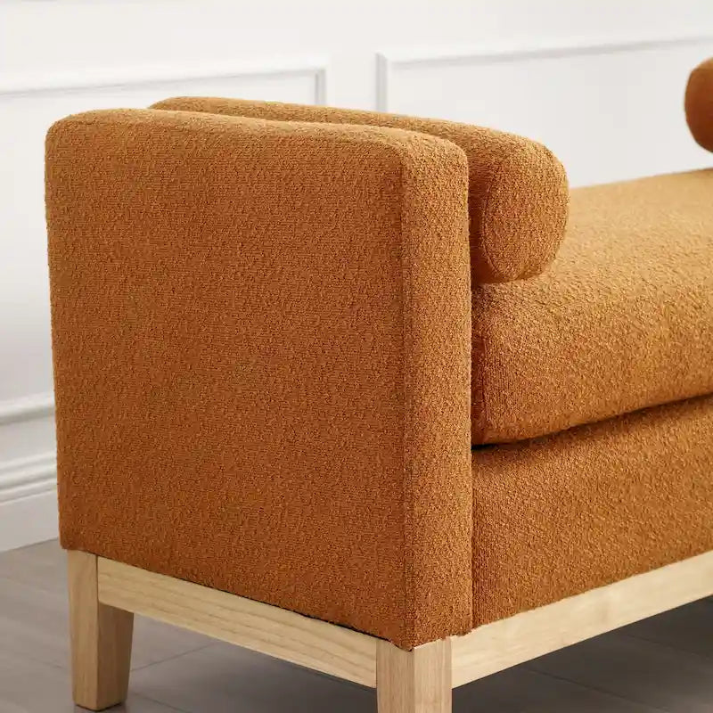 Upholstered Bench with Fluted Wood Legs and Foam Cushion, Multiple Colors