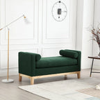 Upholstered Bench with Fluted Wood Legs and Foam Cushion, Multiple Colors