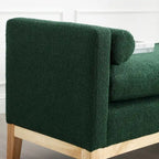 Upholstered Bench with Fluted Wood Legs and Foam Cushion, Multiple Colors