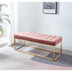 Tufted Velvet Accent Bench with Gold Chrome Legs, 48"L x 18"W x 18.31"H
