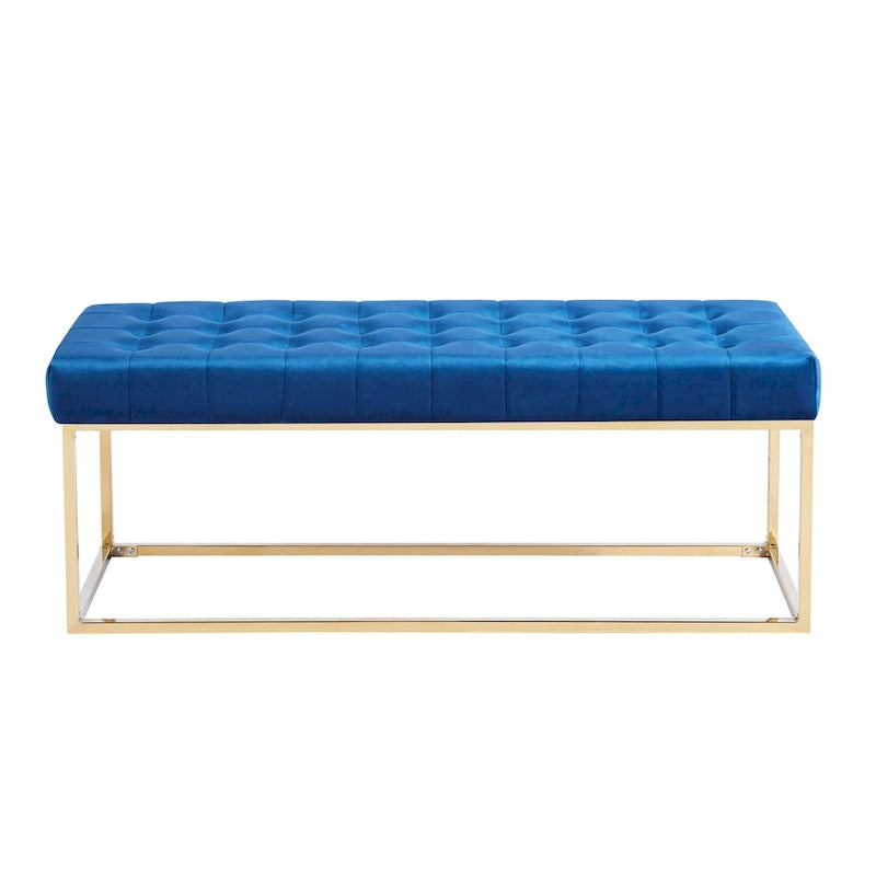 Tufted Velvet Accent Bench with Gold Chrome Legs, 48"L x 18"W x 18.31"H