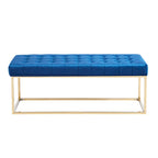 Tufted Velvet Accent Bench with Gold Chrome Legs, 48"L x 18"W x 18.31"H
