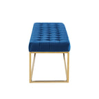 Tufted Velvet Accent Bench with Gold Chrome Legs, 48"L x 18"W x 18.31"H