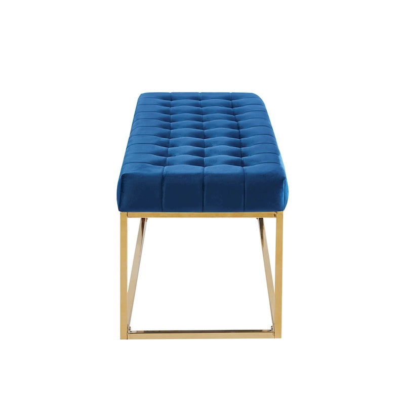 Tufted Velvet Accent Bench with Gold Chrome Legs, 48"L x 18"W x 18.31"H