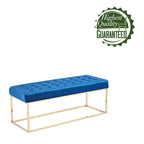 Tufted Velvet Accent Bench with Gold Chrome Legs, 48"L x 18"W x 18.31"H