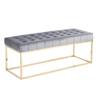 Tufted Velvet Accent Bench with Gold Chrome Legs, 48"L x 18"W x 18.31"H