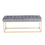 Tufted Velvet Accent Bench with Gold Chrome Legs, 48"L x 18"W x 18.31"H