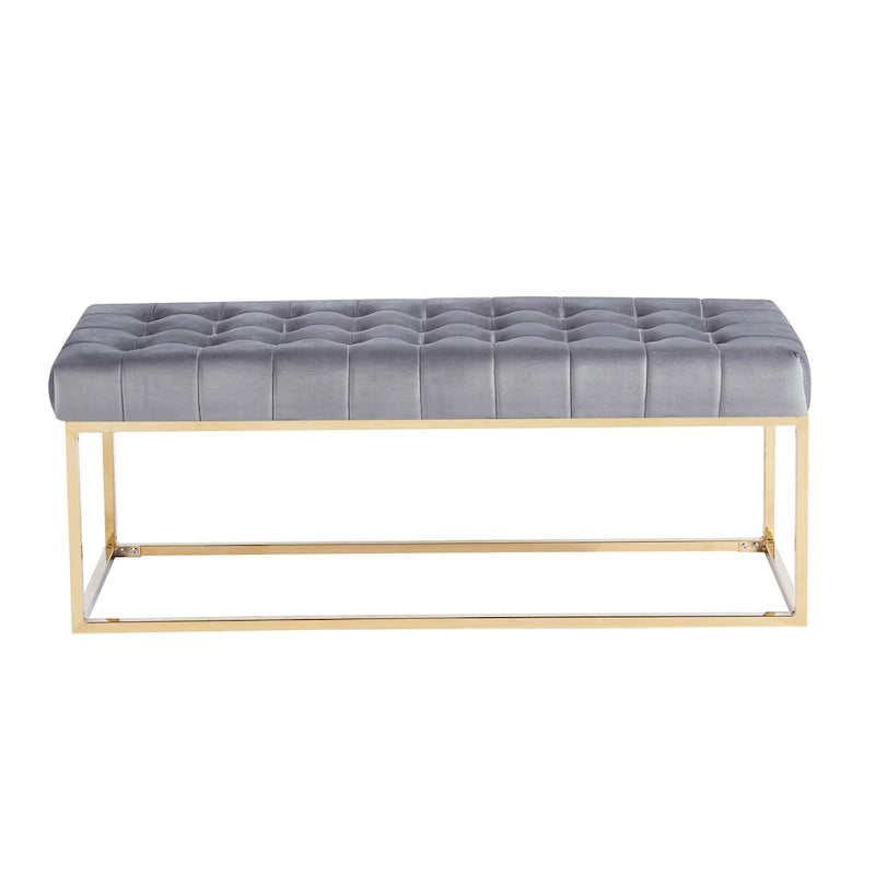 Tufted Velvet Accent Bench with Gold Chrome Legs, 48"L x 18"W x 18.31"H