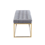 Tufted Velvet Accent Bench with Gold Chrome Legs, 48"L x 18"W x 18.31"H