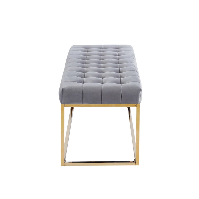 Tufted Velvet Accent Bench with Gold Chrome Legs, 48"L x 18"W x 18.31"H