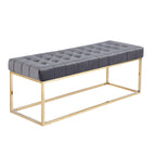 Tufted Velvet Accent Bench with Gold Chrome Legs, 48"L x 18"W x 18.31"H