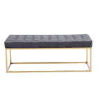 Tufted Velvet Accent Bench with Gold Chrome Legs, 48"L x 18"W x 18.31"H