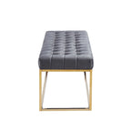 Tufted Velvet Accent Bench with Gold Chrome Legs, 48"L x 18"W x 18.31"H