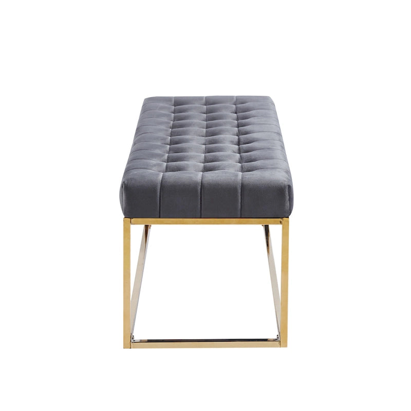 Tufted Velvet Accent Bench with Gold Chrome Legs, 48"L x 18"W x 18.31"H