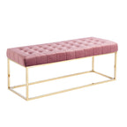 Tufted Velvet Accent Bench with Gold Chrome Legs, 48"L x 18"W x 18.31"H