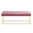 Tufted Velvet Accent Bench with Gold Chrome Legs, 48"L x 18"W x 18.31"H