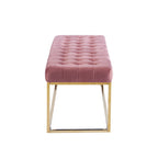 Tufted Velvet Accent Bench with Gold Chrome Legs, 48"L x 18"W x 18.31"H