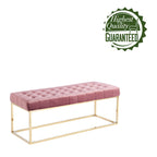 Tufted Velvet Accent Bench with Gold Chrome Legs, 48"L x 18"W x 18.31"H